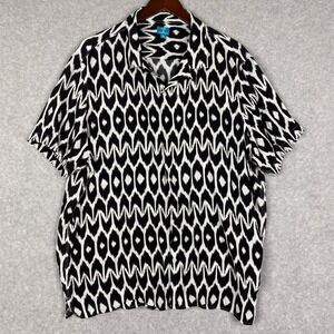 Mr. Turk Shirt Mens XXL Black Rayon Short Sleeve Button Up Camp